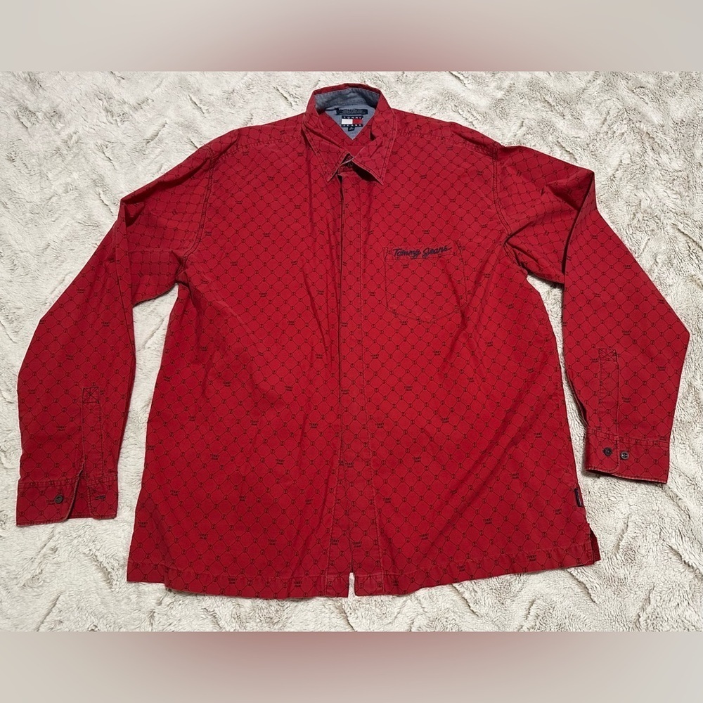 Tommy Hilfiger Tommy Jeans Monogram Red Long Sleeve Shirt XL